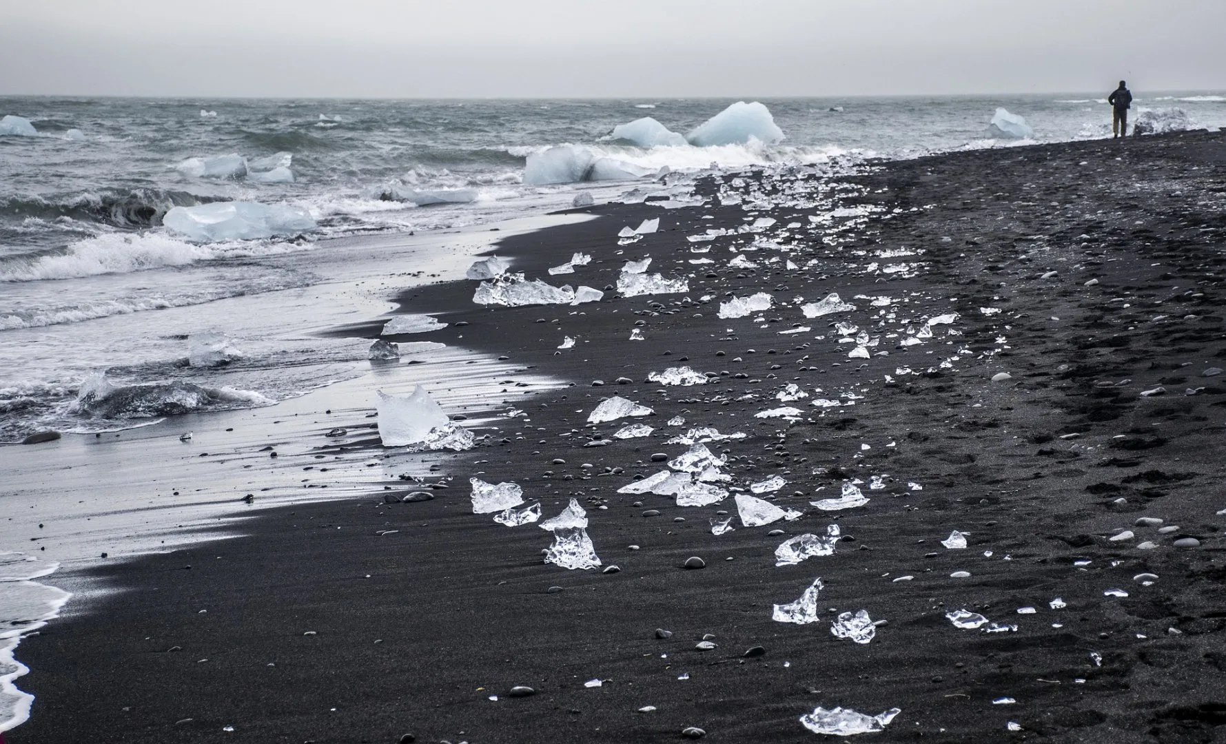 Islanda - Aurora boreale e laguna glaciale Jokulsarlon